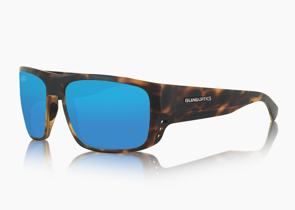 matte tortoise|blue flash mirror