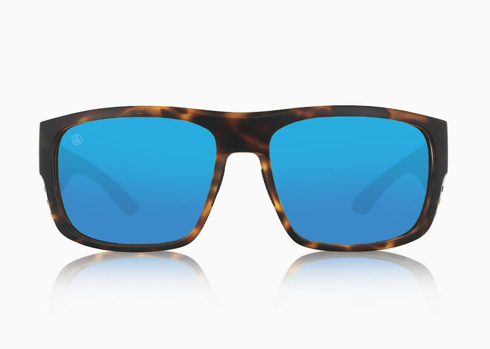 matte tortoise|blue flash mirror