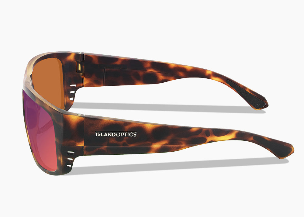 frame|matte tortoise|lens|red sunset mirror