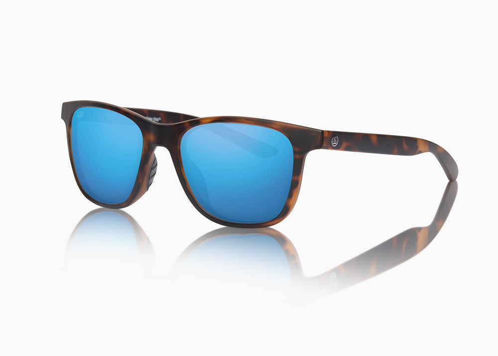 matte tortoise|blue flash mirror