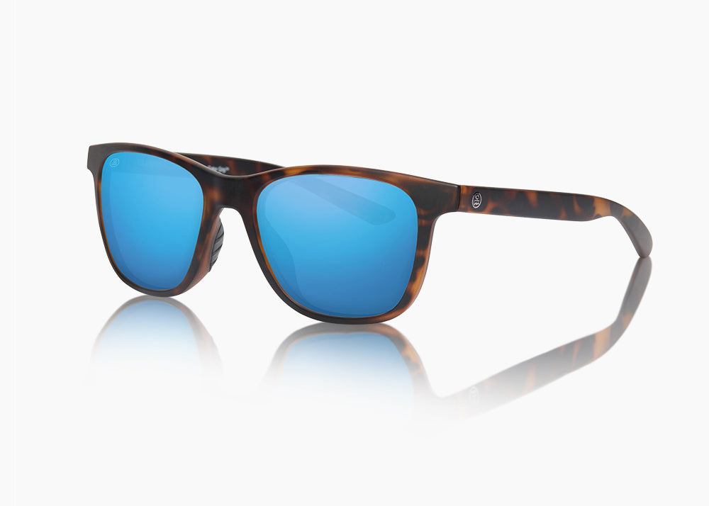 matte tortoise|blue flash mirror