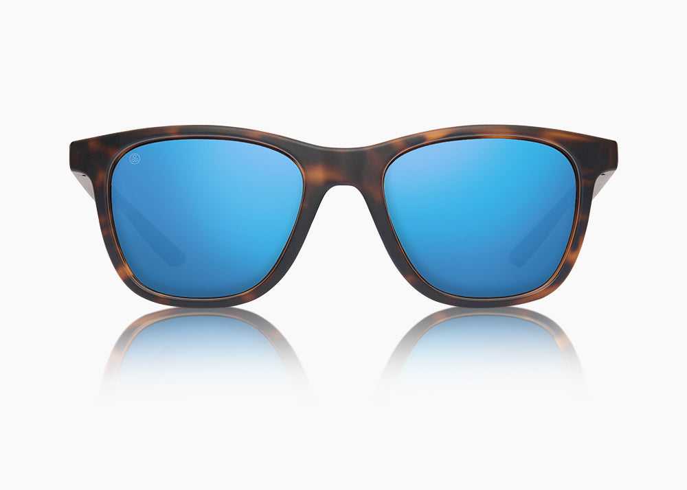 matte tortoise|blue flash mirror