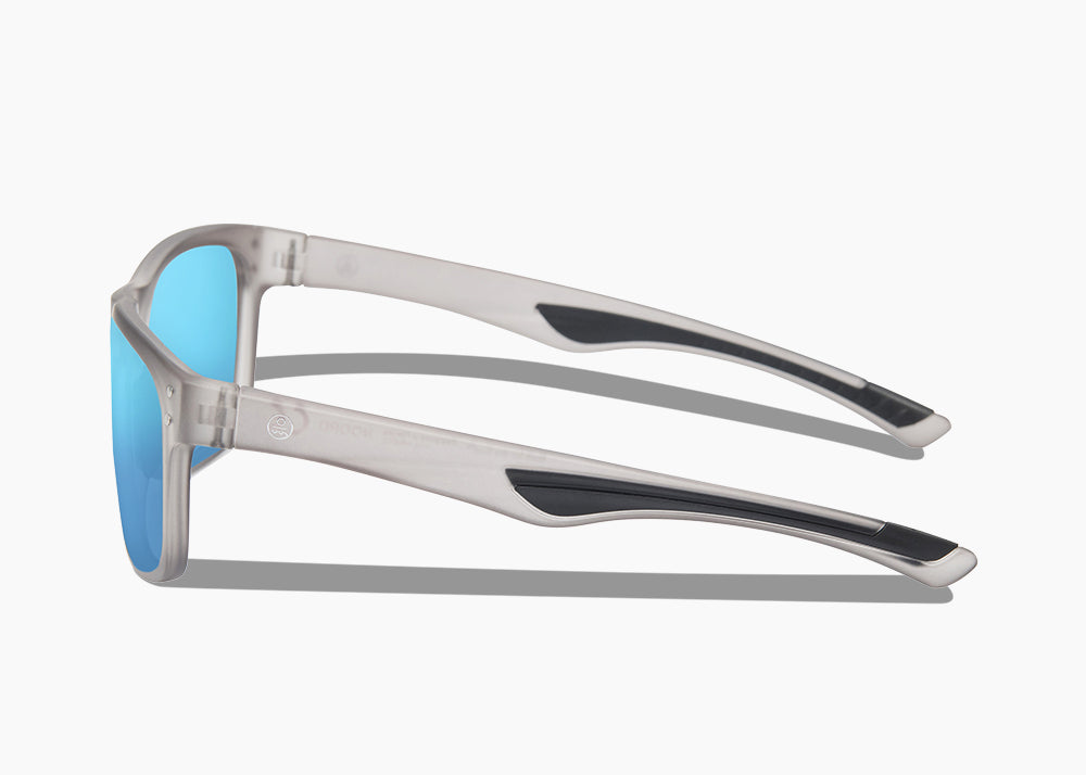 frame|matte translucent gray|lens|blue flash mirror