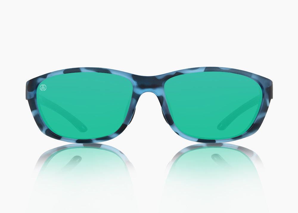 matte blue aqua tortoise|green flash mirror