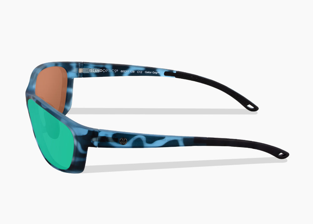 matte blue aqua tortoise|green flash mirror