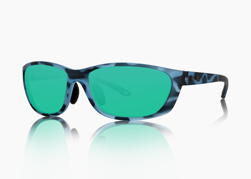 matte blue aqua tortoise|green flash mirror