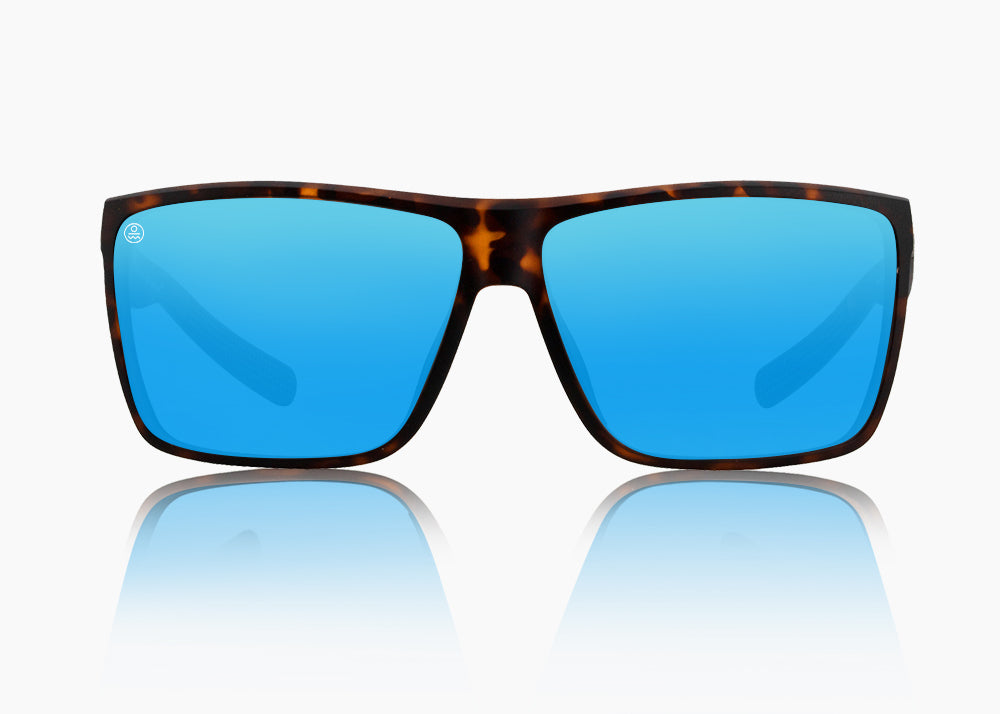 matte tortoise|blue flash mirror