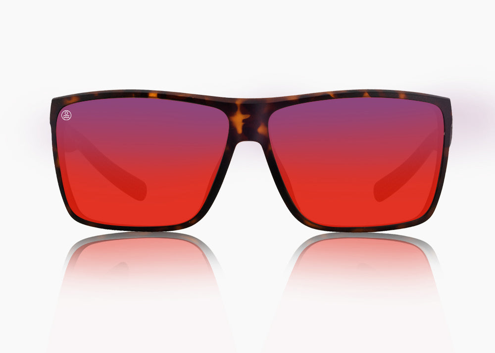 matte tortoise|red sunset mirror