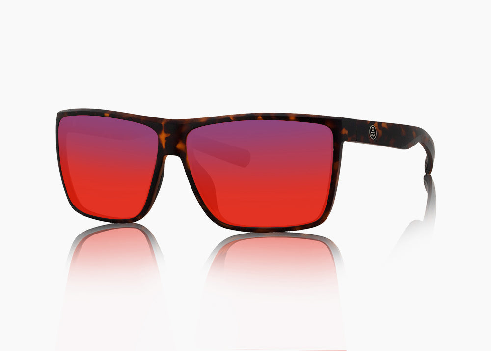 matte tortoise|red sunset mirror
