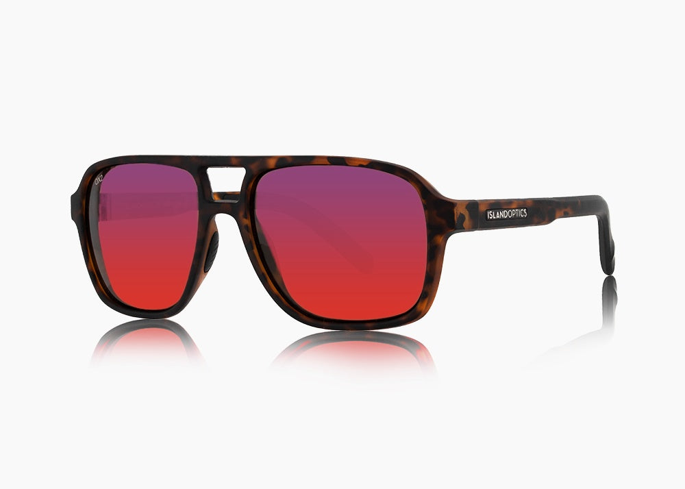 matte tortoise|red sunset mirror