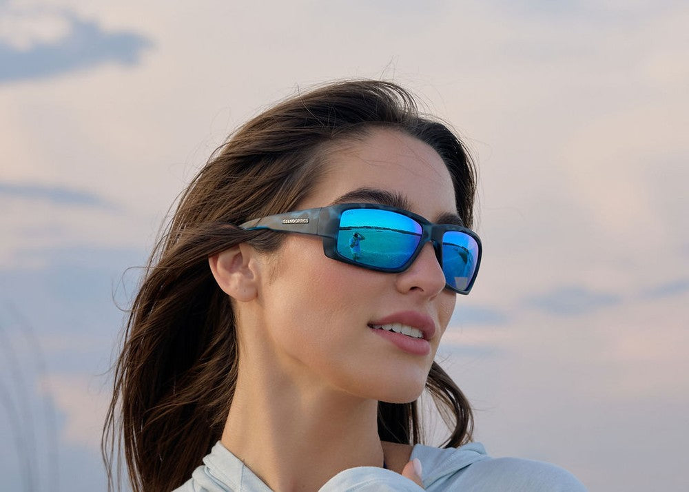 matte blue aqua tortoise|red sunset mirror
