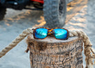 matte tortoise|blue flash mirror