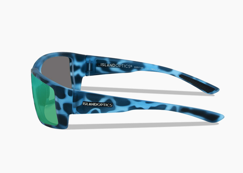 frame|matte blue aqua tortoise|lens|green flash mirror