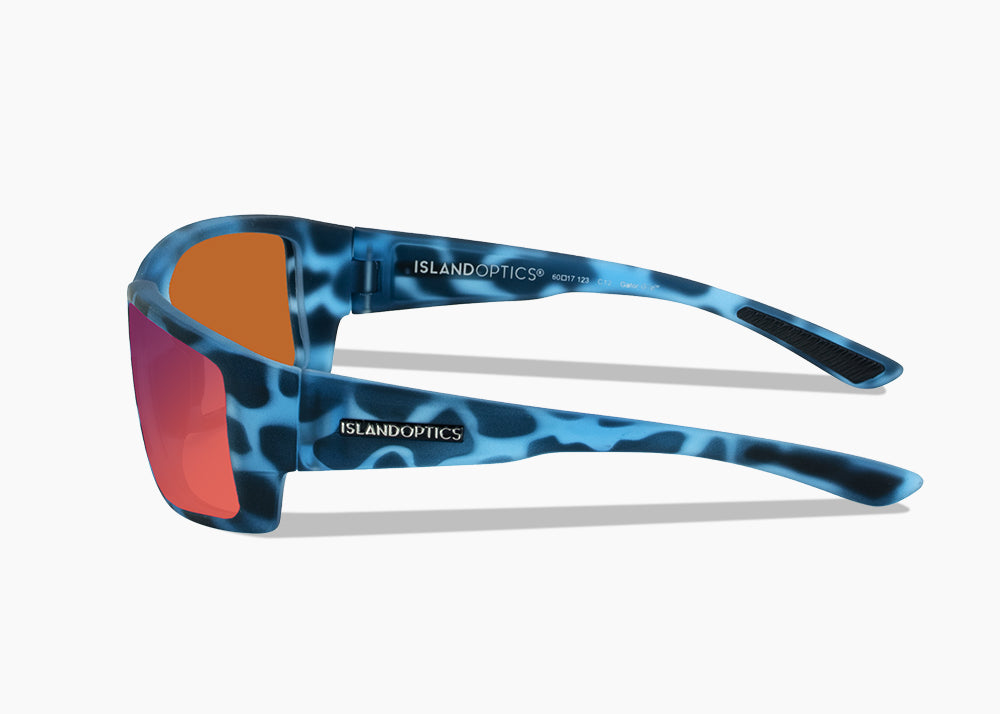 frame|matte blue aqua tortoise|lens|red sunset mirror