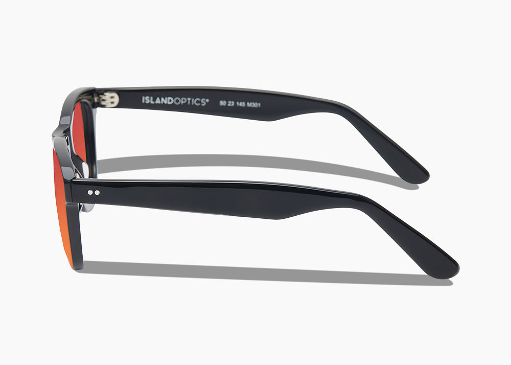 frame|gloss black|lens|red sunset mirror