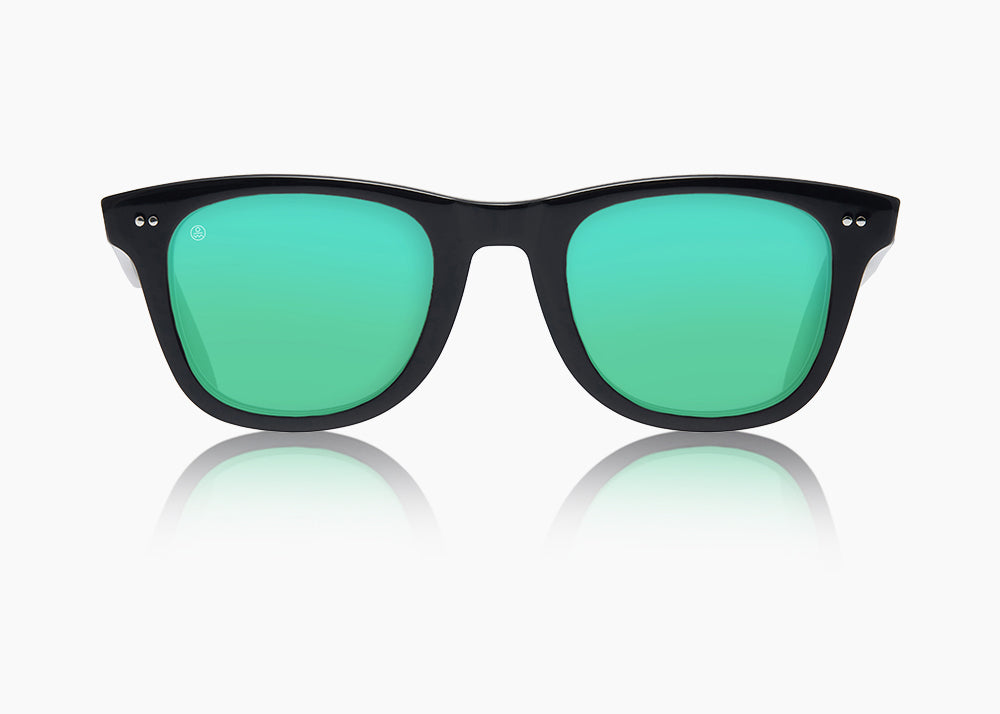 frame|gloss black|lens|green flash mirror
