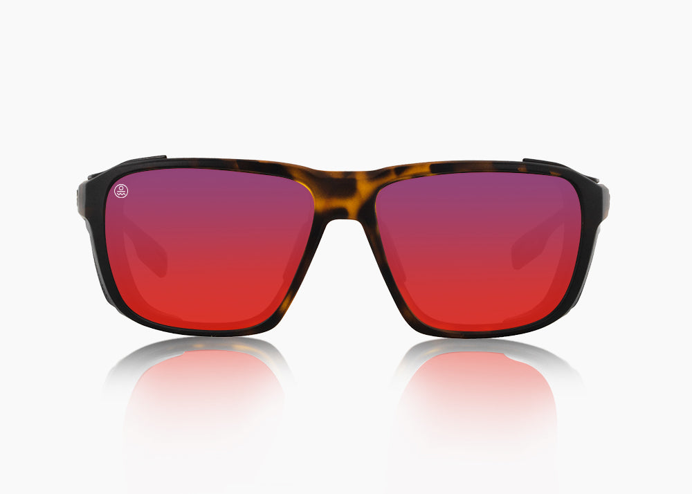 matte tortoise|red sunset mirror