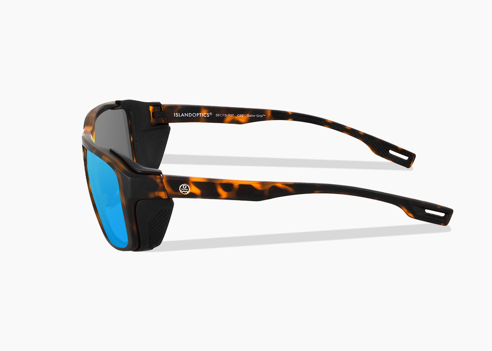 matte tortoise|blue flash mirror