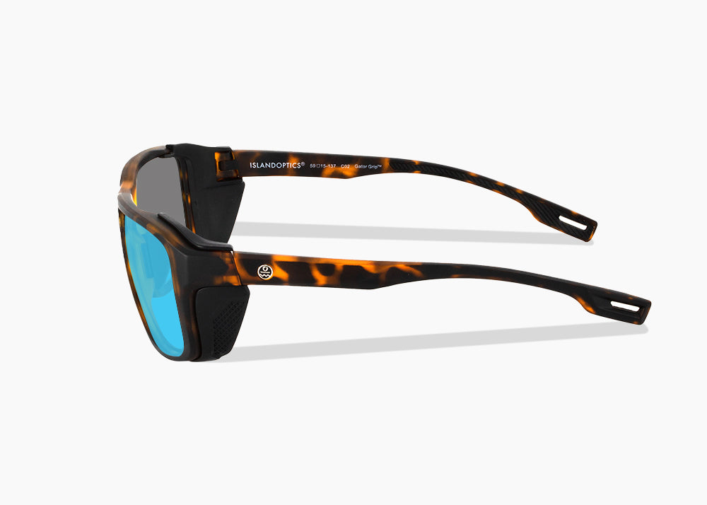 matte tortoise|blue flash mirror