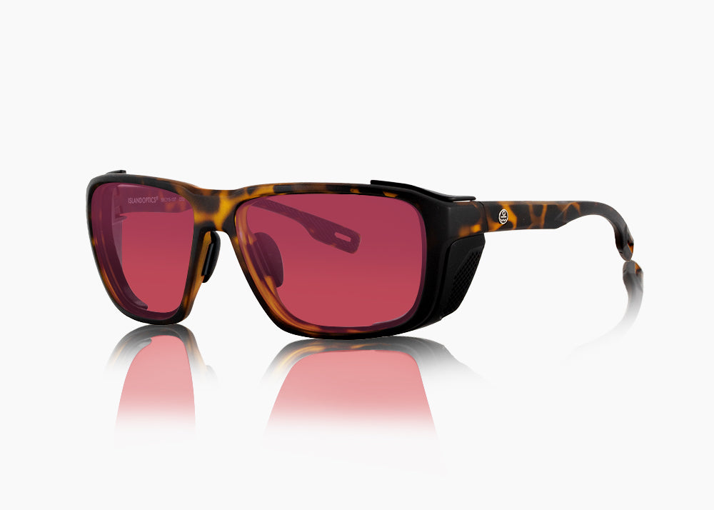 matte tortoise|red sunset mirror