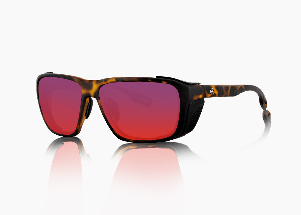 matte tortoise|red sunset mirror