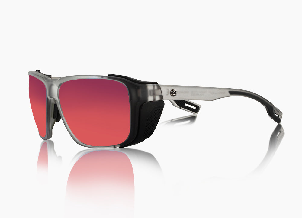 matte translucent gray|red sunset mirror