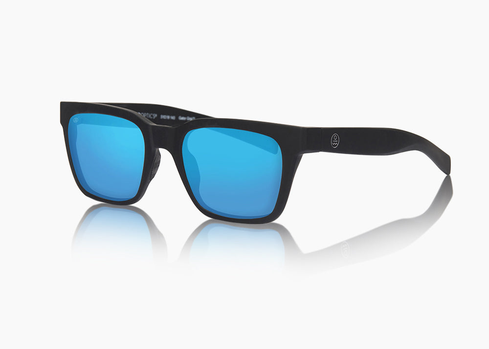 frame|matte black|lens|blue flash mirror