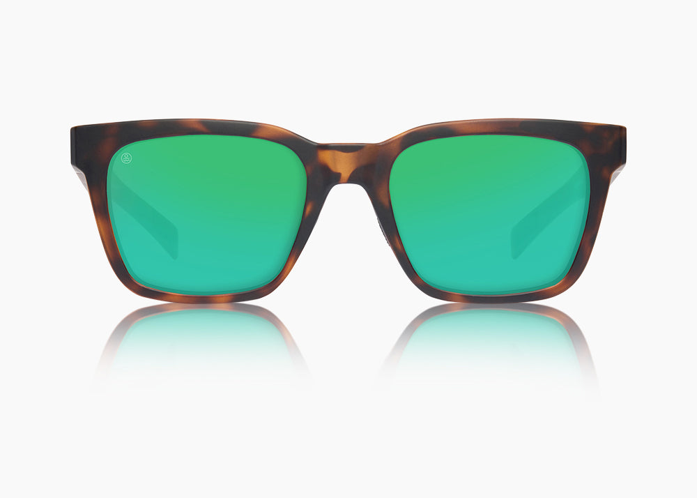 frame|matte tortoise|lens|green flash mirror