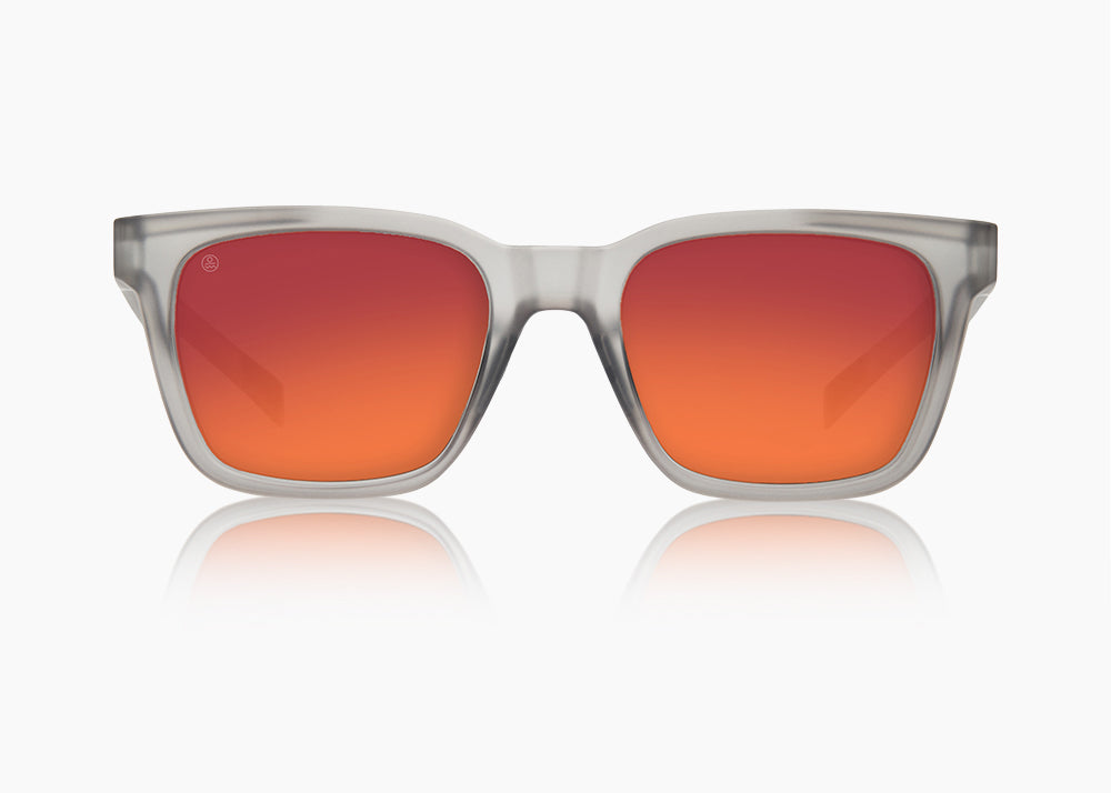 frame|matte translucent gray|lens|red sunset mirror