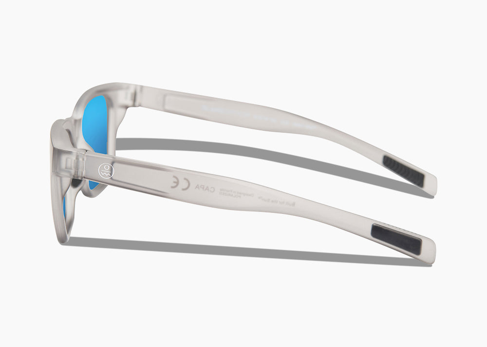 frame|matte translucent gray|lens|blue flash mirror