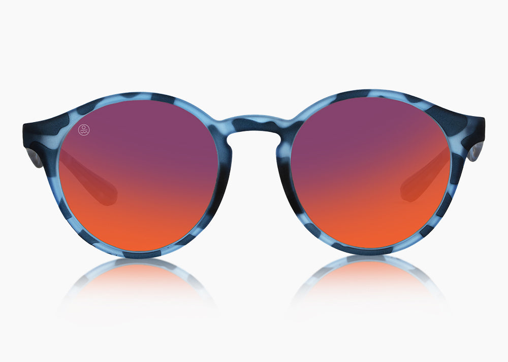 frame|matte blue aqua tortoise|lens|red sunset mirror