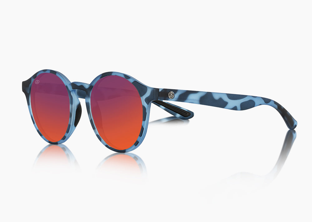 frame|matte blue aqua tortoise|lens|red sunset mirror