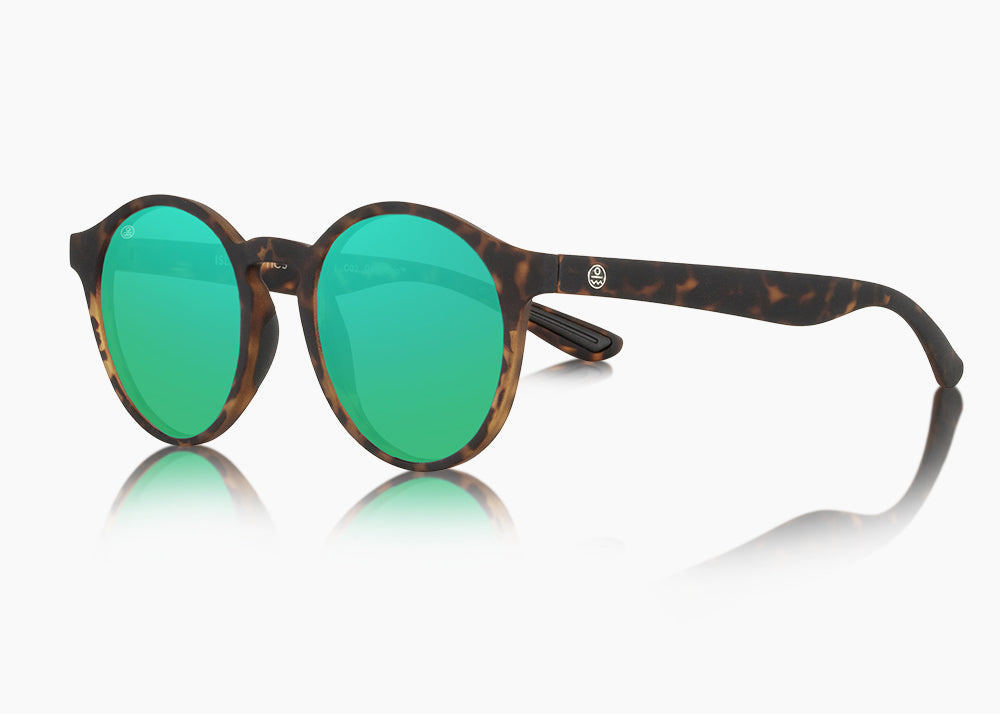frame|matte tortoise|lens|green flash mirror