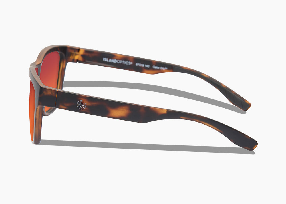 frame|matte tortoise|lens|red sunset mirror
