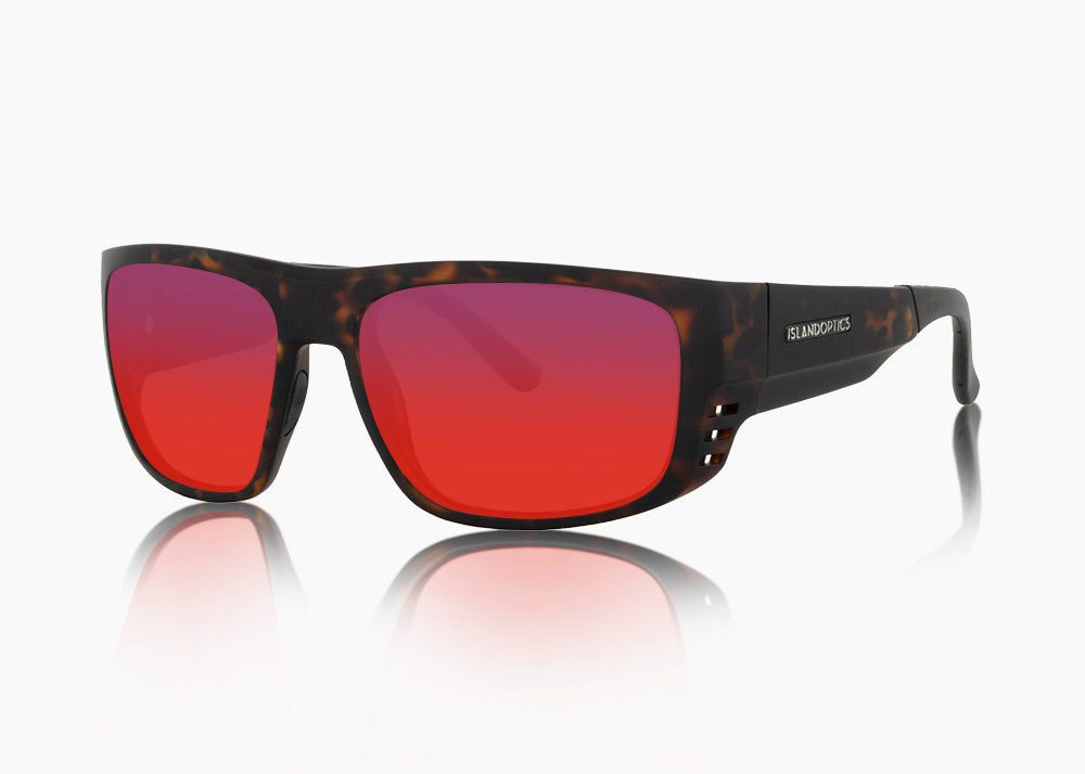 matte tortoise|red sunset mirror