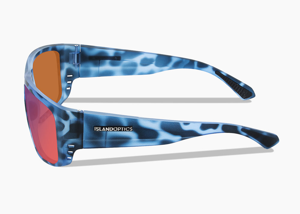frame|matte blue aqua tortoise|lens|red sunset mirror