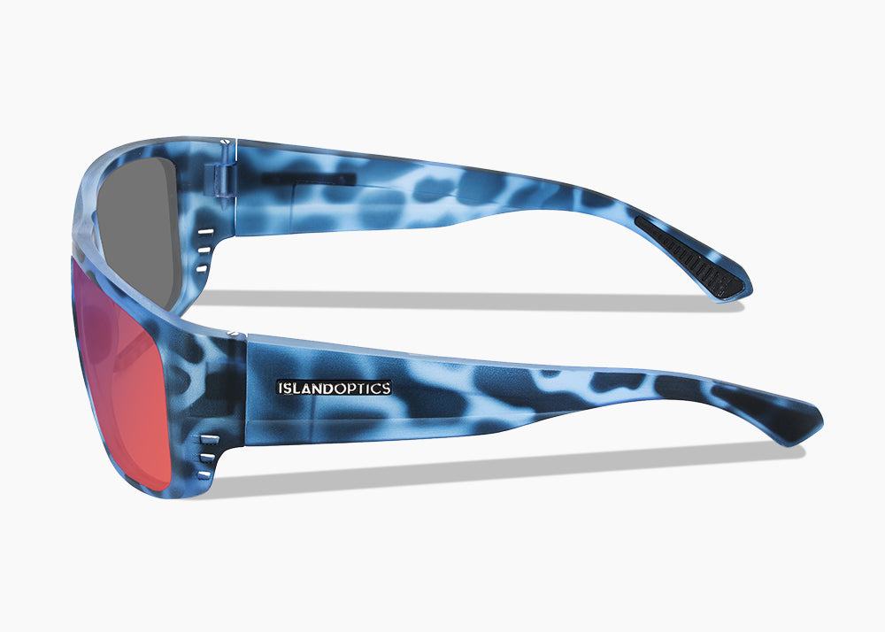 frame|matte blue aqua tortoise|lens|red sunset mirror