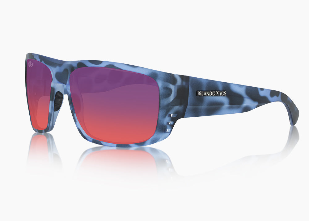frame|matte blue aqua tortoise|lens|red sunset mirror