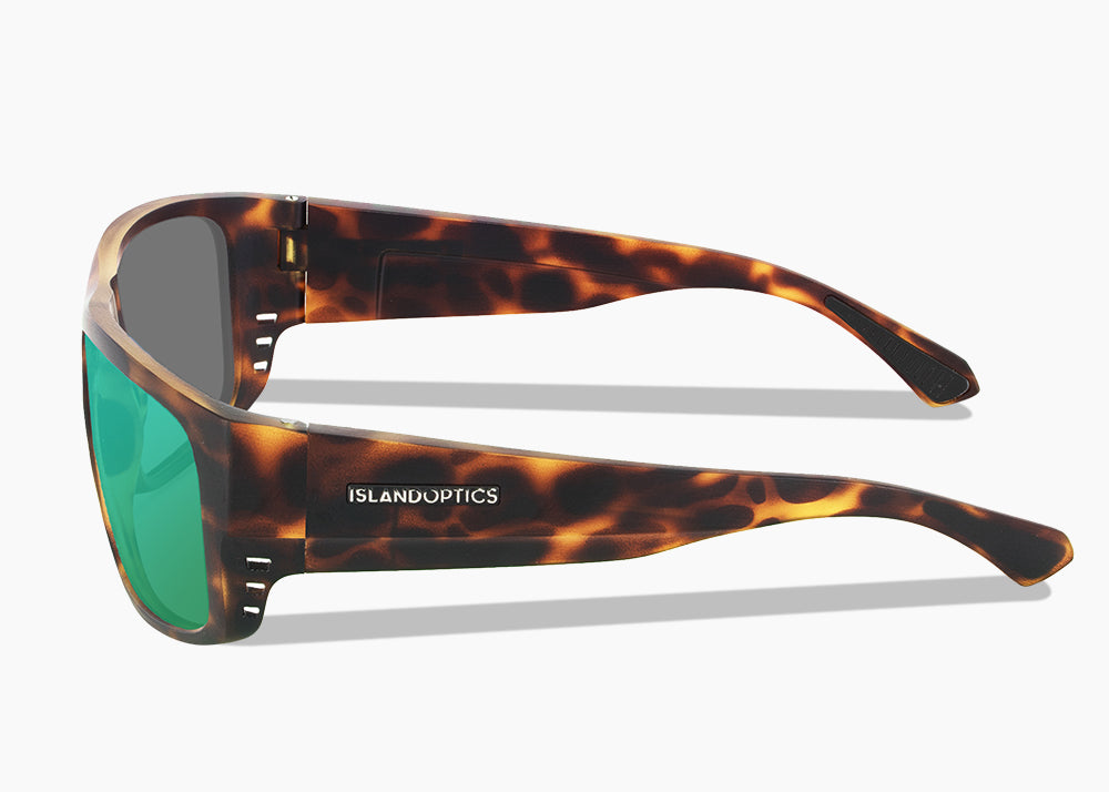 frame|matte tortoise|lens|green flash mirror