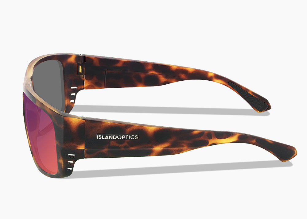 frame|matte tortoise|lens|red sunset mirror