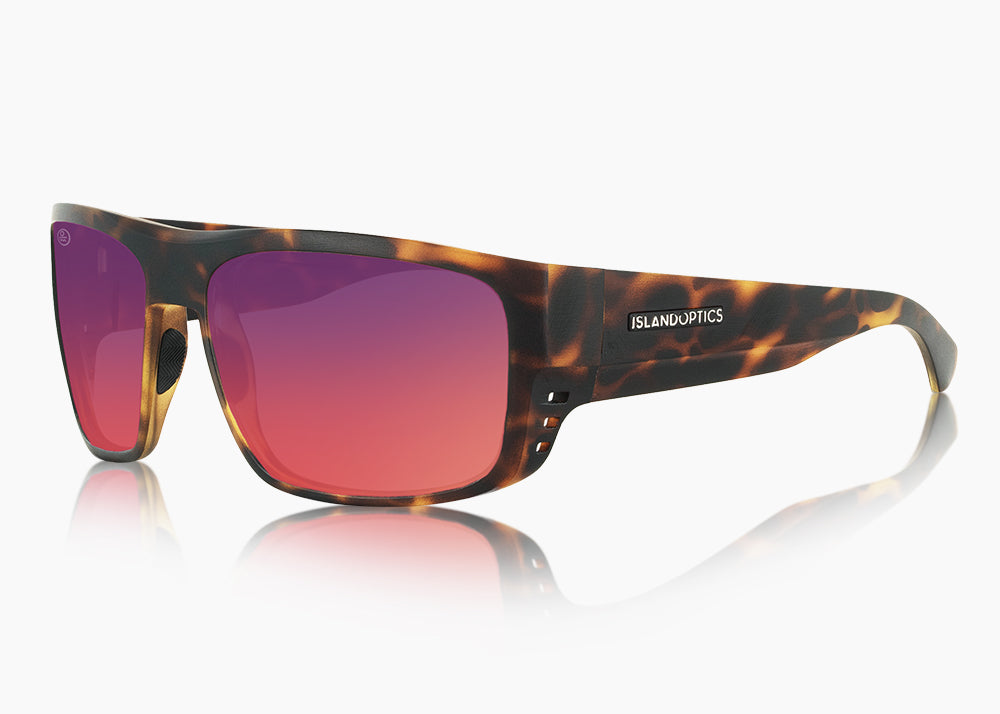 frame|matte tortoise|lens|red sunset mirror