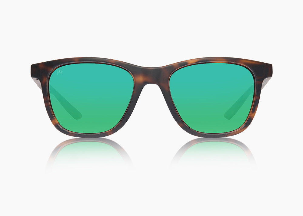 frame|matte tortoise|lens|green flash mirror