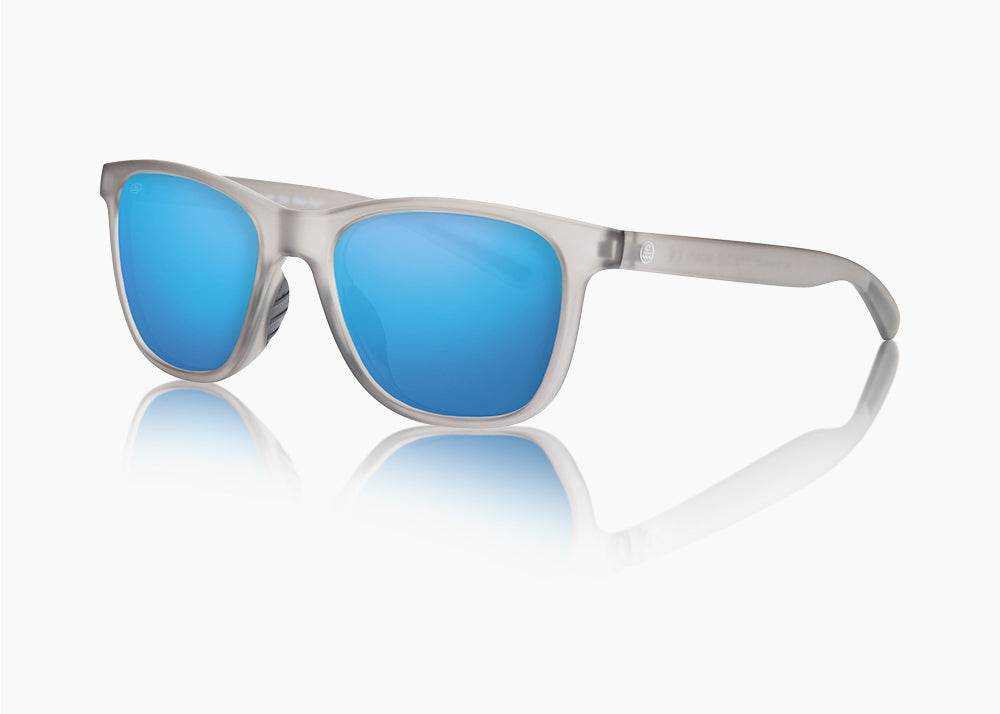 frame|matte translucent gray|lens|blue flash mirror