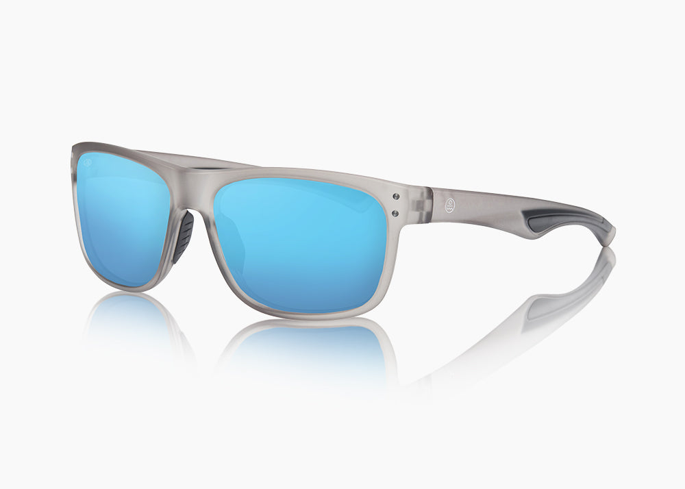 frame|matte translucent gray|lens|blue flash mirror