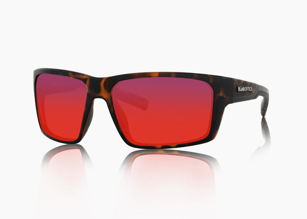 matte tortoise|red sunset mirror